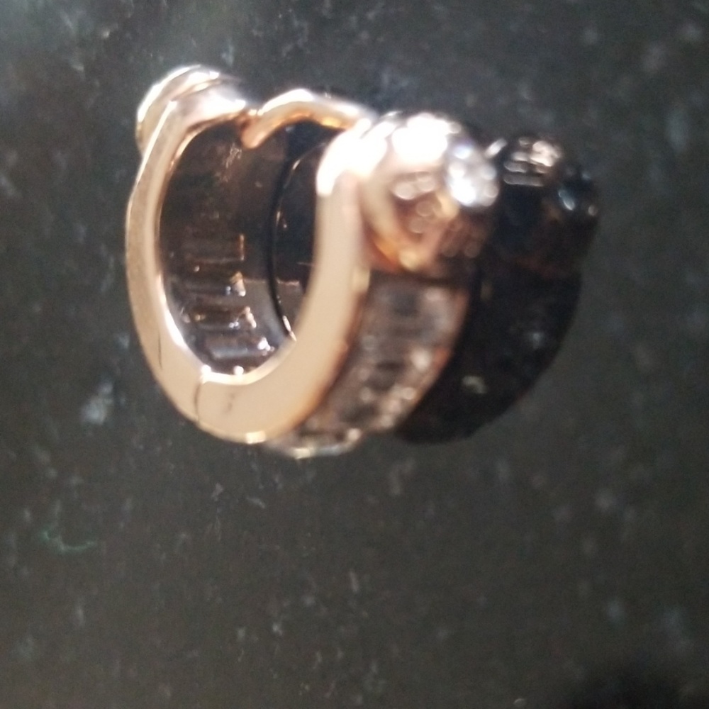 Henri Bendel Rose Gold Crystal Huggie Earrings - Picture 3 of 3